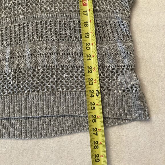 Vintage Y2K Express Crochet Sweater Vest Womens MEDIUM Gray Preppy Academia - Picture 9 of 10